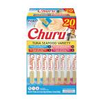 INABA Churu Cat Treats, Lickable, Squeezable Creamy Purée Cat Treat with Green Tea Extract & Taurine, 0.5 Ounces Each Tube, 20 Tubes, Tuna & Seafood Variety Box