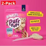 Bonkers Purrpops, Freeze Dried Salmon Flavored Lollipop Cat Treats, Cat Treats, Treats for Training, for All Breeds and Ages, Food Topper (8 Pieces) 2-Pack