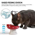 Ceramic Elevated Mushroom Cat Bowls, Tilted Raised Pet Dish Anti Vomit Kitten Bowl for Indoor Cats, Whisker Friendly Pet Food and Water Bowl for Kitten, Cat, Puppies, Dishwasher Safe (Red)
