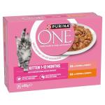 PURINA ONE Kitten Mini Fillets Salmon and Chicken Wet Cat Food 8x85g (Pack of 5)