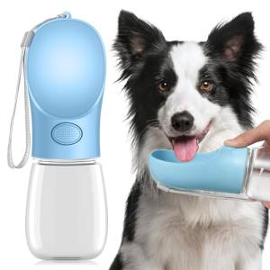 Dog Water Bottle for Walking, 350ml Dog Travel Water Bottle, Portable Pet Water Dispenser Antibacterial Food Grade Leak Proof Dogs Cat Drink Bottles, Pet Outdoor Drinking Cup Gift - Blue