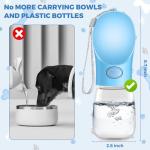 Dog Water Bottle for Walking, 350ml Dog Travel Water Bottle, Portable Pet Water Dispenser Antibacterial Food Grade Leak Proof Dogs Cat Drink Bottles, Pet Outdoor Drinking Cup Gift - Blue