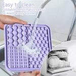 Licky Mats for Dogs and Cats, 100% Food Grade Lick Mats For Dogs & Cat Food Mat BPA Free Dog Mat,Easy to Clean Lick Mats Pet Slow Feeder with Suction Cups,2 Pack with 1 Spatula (purple blue, general)