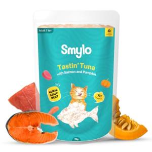 Smylo Natural Healthy Adult Cat Wet Food (1+ Yrs) 70g | Tuna, Salmon, & Pumpkin | for Healthy Skin & Coat, Supports Digestion | Grain Free, No Preservatives or by-Products | Vet-Formulated