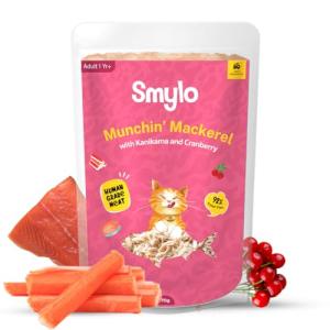 Smylo Natural Healthy Adult Cat Wet Food (1+ yrs) 70g | Mackerel, Kanikama & Cranberry | for Healthy Skin & Coat, Supports Digestion | No Preservatives & Grain Free | Vet-Formulated