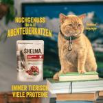 Shelma Katzen-Nassfutter Fleisch Multipack mit den Sorten Rind, Truthahn, Huhn und Ente – Getreidefreies Alleinfuttermittel mit hohem Fleischanteil – 12 x 85 g (1,02 kg)