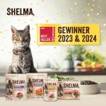 Shelma Katzen-Nassfutter Fleisch Multipack mit den Sorten Rind, Truthahn, Huhn und Ente – Getreidefreies Alleinfuttermittel mit hohem Fleischanteil – 12 x 85 g (1,02 kg)