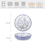 Selamica Ceramic Cat Food Bowl Set of 4, 5.6 Inch Wide Shallow Cat Bowls/Dishes for Food and Water, Vintage Blue