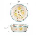 Premium Cat Food Bowl Set of 2, 6' Ceramic Cat Bowls, Cute Shallow Weighted Dishes for Wet Food, Whisker Fatigue Kitten Bowls Large Capacity (Blue)