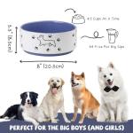 Ceramic Dog Bowl for Food and Water - 8-Inch Feeding Bowl for Medium to Large Dogs - Wide and Deep with Happy Doggie Pattern - Dishwasher Safe - 4.5 Cups (64 fl oz) - Purple