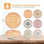 Ceramic Cat Bowls for Indoor Cats & Kittens, Whisker Friendly 5.5 Inch Shallow Plates, Set of 6 Cute Pet Feeding Dishes for Wet Dry Food and Water