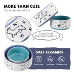 Ceramic Dog Bowl for Food and Water - 8-Inch Feeding Bowl for Medium to Large Dogs - Wide and Deep with Happy Doggie Pattern - Dishwasher Safe - 4.5 Cups (64 fl oz) - Purple