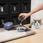 Selamica Ceramic Cat Food Bowl Set of 4, 5.6 Inch Wide Shallow Cat Bowls/Dishes for Food and Water, Vintage Blue