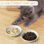 HAPPY KIT 2pcs Little Cat Bowls,5Inch Cat Food Bowl for Indoor Cats,Cute Kittens Plate/Dish/Dishes Set with Non-Slip Relief of Whisker Fatigue for Kitten - Microwave and Dishwasher Safe