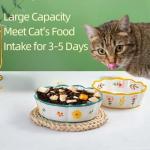 Premium Cat Food Bowl Set of 2, 6' Ceramic Cat Bowls, Cute Shallow Weighted Dishes for Wet Food, Whisker Fatigue Kitten Bowls Large Capacity (Blue)
