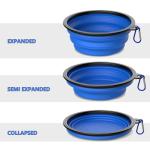 2 Pack Collapsible Dog Bowl Travel Portable Pet Bowls [20oz,600ml],Expandable Foldable Food Water Feeding Dishes for Traveling Hiking Walking,with Carabiners [Green,Blue]