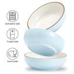 Howise 5.3 in Ceramic Cat Dishes - Shallow Food Bowls for Small Pets, 3 Pack for Food and Water - Blue