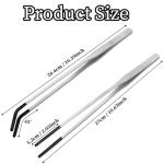 2PCS Stainless Steel Reptile Feeding Tongs with Rubber Tip, 10.6" Straight & Curved Long Tweezers, Perfect for Aquariums & Crafts - Ideal Bearded Dragon Tank Accessories, Terrarium Supplies (Sliver)