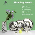 Podinor Stainless Steel Puppy Dog Bowls 2 Pack, Pets Puppies Feeding Food and Water Weaning Bowls Dishes Feeder, 11.8 Inch