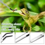 2PCS Stainless Steel Reptile Feeding Tongs with Rubber Tip, 10.6" Straight & Curved Long Tweezers, Perfect for Aquariums & Crafts - Ideal Bearded Dragon Tank Accessories, Terrarium Supplies (Sliver)