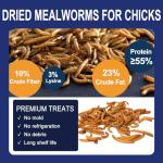RANZ 5LBS Non-GMO Dried Mealworms for Chickens, High Protein Meal Worms, Premium Chicken Feed, Perfect Bird Food and Chicken Treats, Whole Large Mealworms for Wild Birds, Ducks, Fish