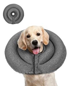 MIDOG Dog Cone Collar for Large Medium Dogs, Soft Inflatable Dog Cone Alternative After Surgery, Adjustable Protective Recovery Cone - Patented Alternative E Collar Does Not Block Vision (Gray-L)
