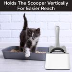 CatGuru Premium Cat Litter Scoop Holder – Heavy-Duty Scooper Storage Caddy, Scoop Stand for Kitty Litter Box, Fits Most Cat Litter Scoops (White)