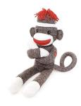 Plushland Brown Original Sock Monkey, Adorable Hand Knitted Stuffed Animal Toy Gift-for Kids, Babies, Teens, Girls and Boys Baby Doll Present Puppet 20 Inches