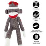 Plushland Brown Original Sock Monkey, Adorable Hand Knitted Stuffed Animal Toy Gift-for Kids, Babies, Teens, Girls and Boys Baby Doll Present Puppet 20 Inches