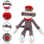 Plushland Brown Original Sock Monkey, Adorable Hand Knitted Stuffed Animal Toy Gift-for Kids, Babies, Teens, Girls and Boys Baby Doll Present Puppet 20 Inches