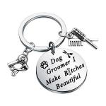 LQRI Dog Groomer Gift Pet Groomer Gift Keychain I Make Bitches Beautiful Hair Stylist Pet Grooming Jewelry for Dog Hairdresser Dog Groomer (sliver)