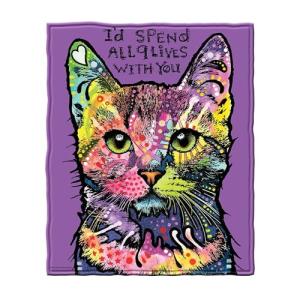 Dawhud Direct 50x60-Inch Cat Blanket Dean Russo 9 Lives - Plush Fleece Throw Blanket for Adults and Kids - Soft and Cozy for Bed, Couch, or Travel - Thoughtful Cat Lover Gifts for Women
