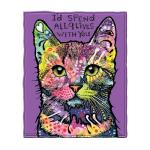 Dawhud Direct 50x60-Inch Cat Blanket Dean Russo 9 Lives - Plush Fleece Throw Blanket for Adults and Kids - Soft and Cozy for Bed, Couch, or Travel - Thoughtful Cat Lover Gifts for Women