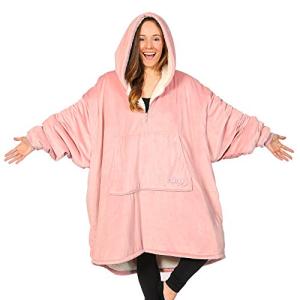 THE COMFY Original Quarter-Zip | Floor Length Sherpa Lined Microfiber Fleece Wearable Blanket, Oversized Design with Hood and Pocket, From Shark Tank, for Women & Men, Warm and Cozy Gifts