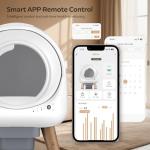SHETAZ Self Cleaning Litter Box,Automatic Cat Litter Box for Multiple Cats,Robot with APP Control,Dual Safety Protection,Odor-Free Waste Disposal Includes Trash Bags,White
