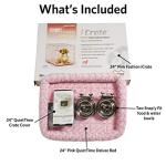 MidWest Homes for Pets Pink Fashion iCrate Starter Kit, 24-inch Dog Crate Bundle for Small Dogs, Includes Crate, Pet Bed, 2 Bowls and Privacy Cover