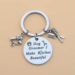 LQRI Dog Groomer Gift Pet Groomer Gift Keychain I Make Bitches Beautiful Hair Stylist Pet Grooming Jewelry for Dog Hairdresser Dog Groomer (sliver)