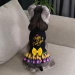 CuteBone Core Spun Happy New Year Dog Sweater Dress for Small Dogs Girl, Medium Dog Sweater with Bowtie Leash Hole, Holiday Pet Tutu Dress Dog Coat for Chihuahua Yorkie Teacup DS104M