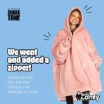 THE COMFY Original Quarter-Zip | Floor Length Sherpa Lined Microfiber Fleece Wearable Blanket, Oversized Design with Hood and Pocket, From Shark Tank, for Women & Men, Warm and Cozy Gifts
