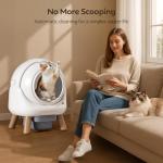 SHETAZ Self Cleaning Litter Box,Automatic Cat Litter Box for Multiple Cats,Robot with APP Control,Dual Safety Protection,Odor-Free Waste Disposal Includes Trash Bags,White