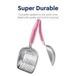 WePet Cat Litter Scoop, Aluminum Alloy Sifter, Kitty Metal Scooper, Deep Shovel, Long Handle, Poop Sifting, Kitten Pooper Lifter, Durable, Heavy Duty, for Litter Box