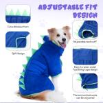 HezzLuv Super Absorbent Dog Bathrobe, Microfiber Bath Robe Towel for Fast Drying, Cozy Fit, Adjustable Belly Strap, Unique Dinosaur Design Dog Drying Coat for Bath, Rainy Walks & Cold Weather