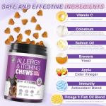 Dog Allergy Chews 200PCs - Dog Allergy and Itching Skin Relief Anti Itch Aller Immune Bites for Dogs Itching licking Paws Treatment Relief Itchy Chew Probiotics Vitamins for Skin and Coat Allergies