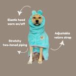 Derpy Chappy Premium Dog Towel Robe & Dog Bathrobe for Drying Dogs Made in Korea | Super Absorbent Quick & Adjustable Microfiber Bath Towel for Cats & Puppy Robes After Bath | Soft Warm Coat (Mint,L)