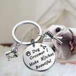 LQRI Dog Groomer Gift Pet Groomer Gift Keychain I Make Bitches Beautiful Hair Stylist Pet Grooming Jewelry for Dog Hairdresser Dog Groomer (sliver)
