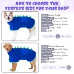 HezzLuv Super Absorbent Dog Bathrobe, Microfiber Bath Robe Towel for Fast Drying, Cozy Fit, Adjustable Belly Strap, Unique Dinosaur Design Dog Drying Coat for Bath, Rainy Walks & Cold Weather