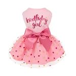 Fitwarm Birthday Girl Dog Tulle Dress, Dog Clothes for Small Dogs Girl, Cat Apparel, Pink, Small