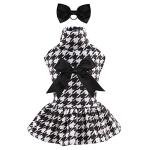 CuteBone Turtleneck Dog Velvet Dress Puppy Skirt Costume Pet Clothes Cat Apparel with Bow Hair Rope for Small Dogs CVD04M