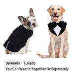 IDOMIK Dog Tuxedo for Small Medium Large Doggie, Detachable Dog Formal Wedding Suit with Tuxedo Vest & Bow Ties Collar & Bandana Scarf Set, Wedding Attire Shirt for Birthday Party Costume