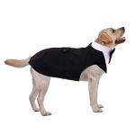 PUMYPOREITY Small Dog Bowtie Tuxedo Suit, Cat Tuxedo & Bandana Set for Chihuahua, Boston Terrier, Bichon, Corgi, Pomeranian, 2 Pieces/Pack, S, Black